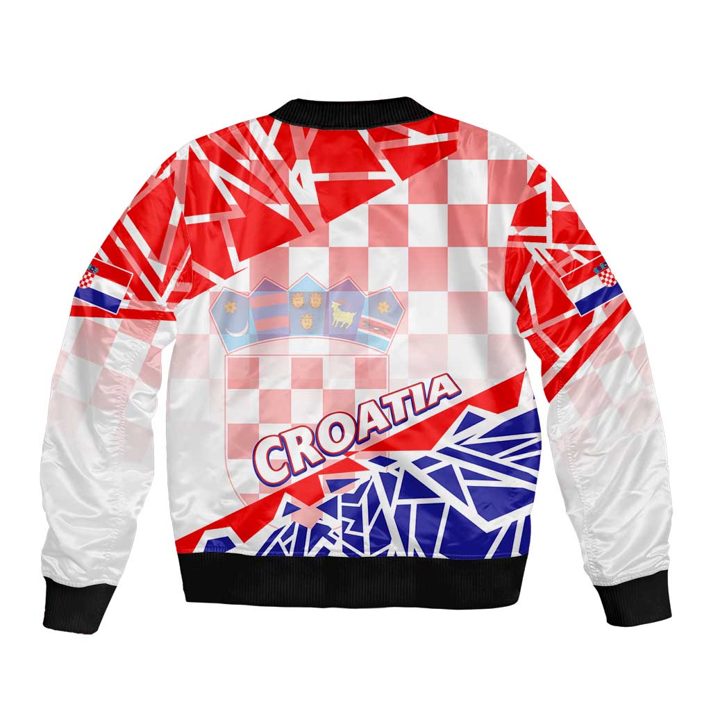 Forever Croatia Sleeve Zip Bomber Jacket Hrvatska Trobojnica Checkerboard - Wonder Print Shop