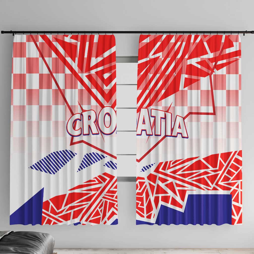 Forever Croatia Window Curtain Hrvatska Trobojnica Checkerboard - Wonder Print Shop