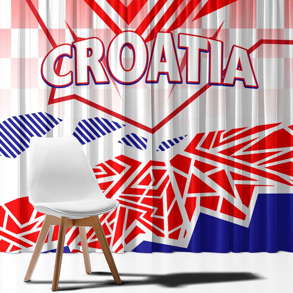 Forever Croatia Window Curtain Hrvatska Trobojnica Checkerboard - Wonder Print Shop