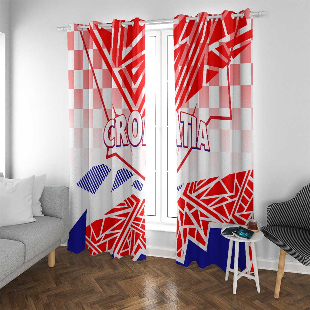 Forever Croatia Window Curtain Hrvatska Trobojnica Checkerboard - Wonder Print Shop