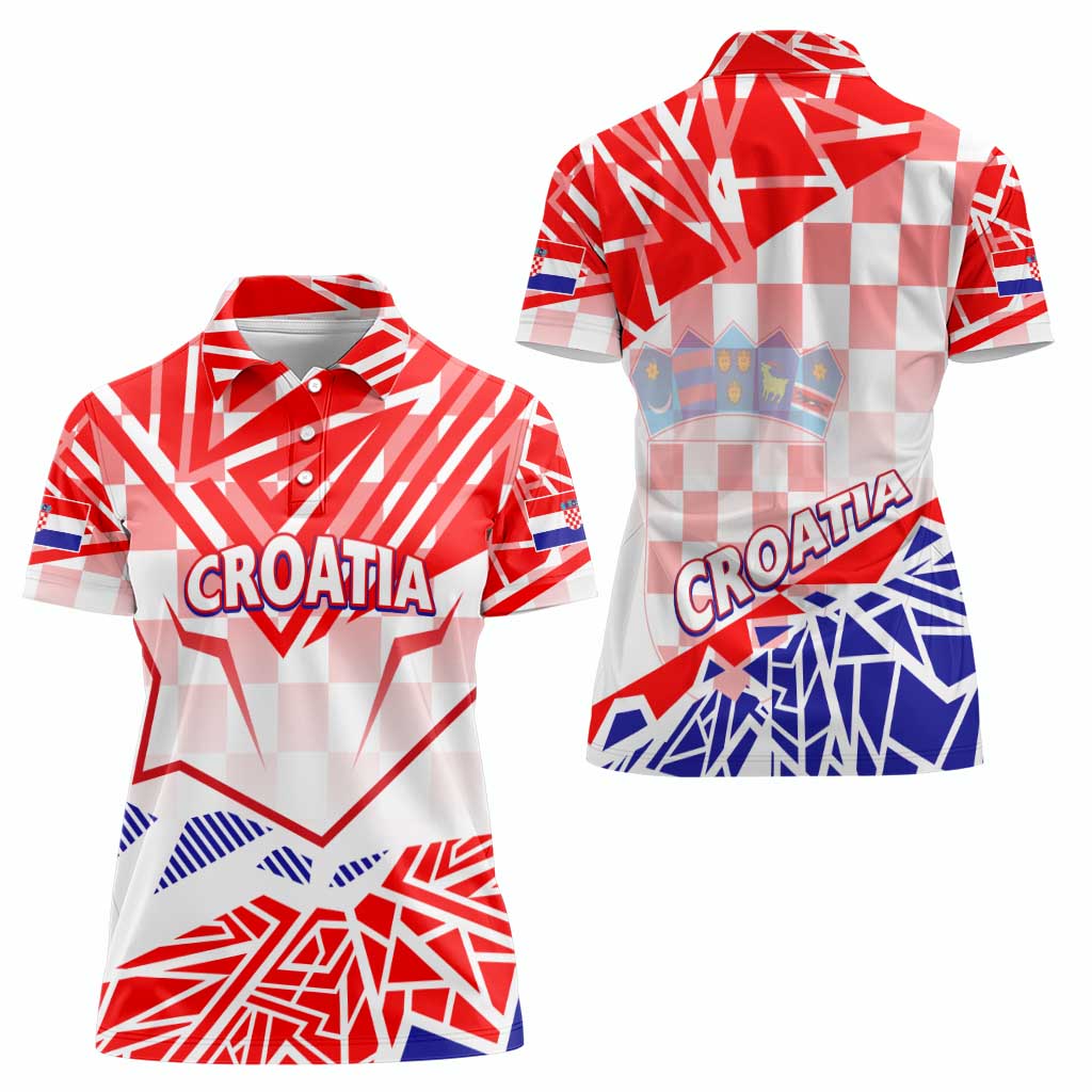 Forever Croatia Women Polo Shirt Hrvatska Trobojnica Checkerboard - Wonder Print Shop