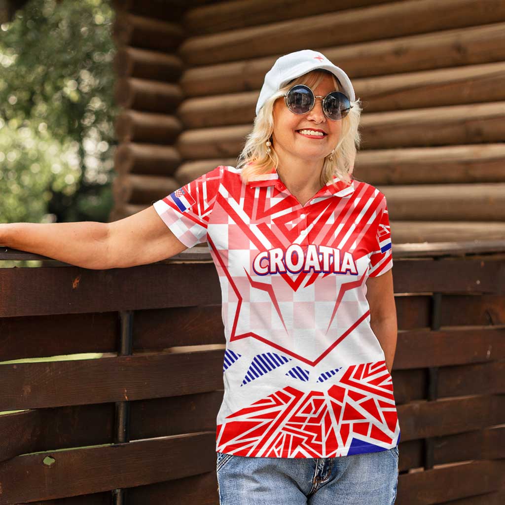 Forever Croatia Women Polo Shirt Hrvatska Trobojnica Checkerboard - Wonder Print Shop