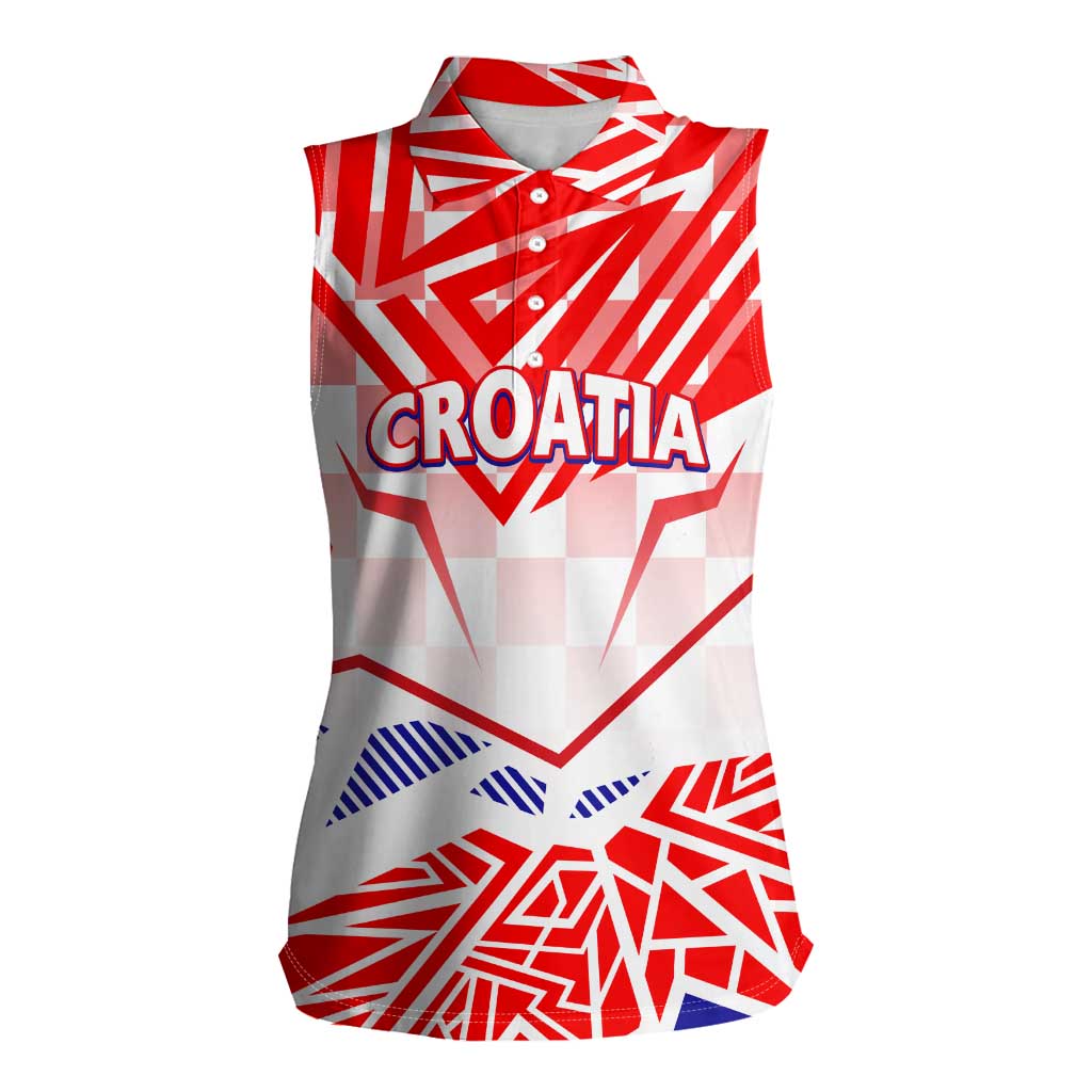 Forever Croatia Women Sleeveless Polo Shirt Hrvatska Trobojnica Checkerboard - Wonder Print Shop