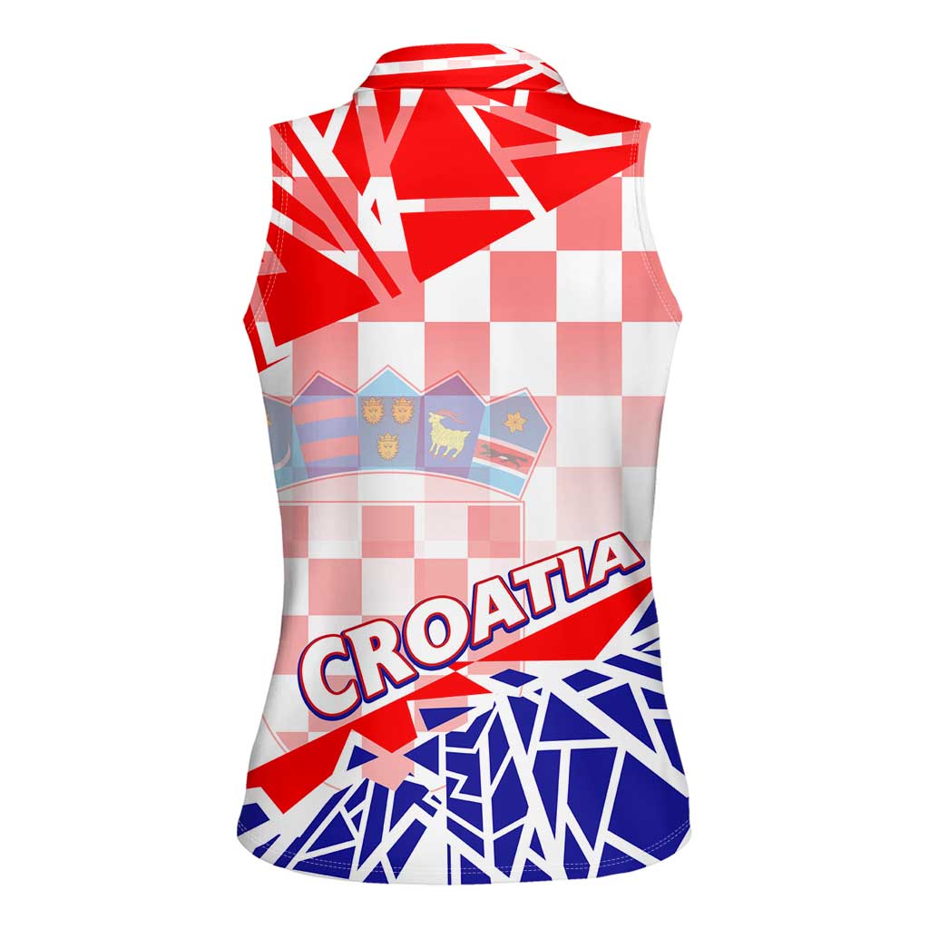 Forever Croatia Women Sleeveless Polo Shirt Hrvatska Trobojnica Checkerboard - Wonder Print Shop
