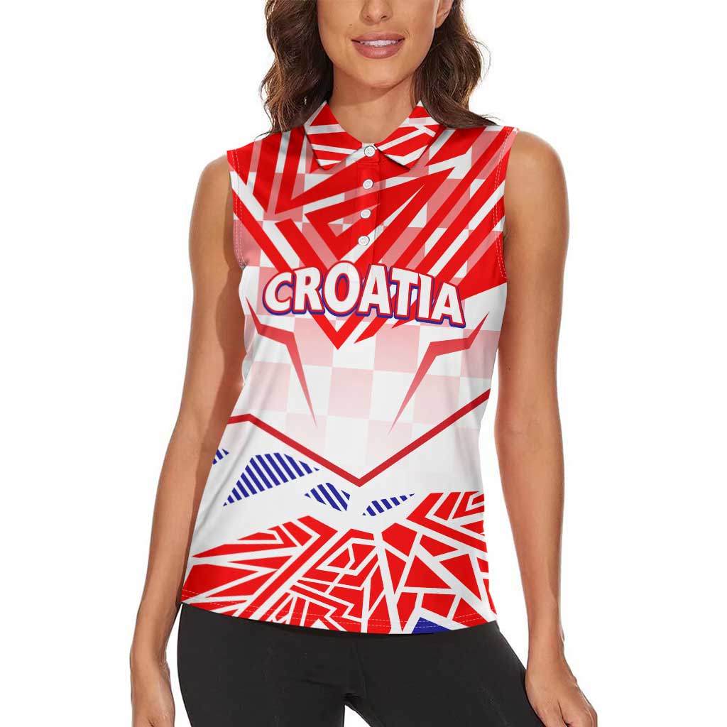 Forever Croatia Women Sleeveless Polo Shirt Hrvatska Trobojnica Checkerboard - Wonder Print Shop