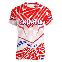 Forever Croatia Women V-Neck T-Shirt Hrvatska Trobojnica Checkerboard - Wonder Print Shop