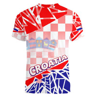 Forever Croatia Women V-Neck T-Shirt Hrvatska Trobojnica Checkerboard - Wonder Print Shop