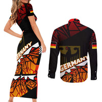 Forever Germany Couples Matching Short Sleeve Bodycon Dress and Long Sleeve Button Shirt Deutschland Eagle - Wonder Print Shop