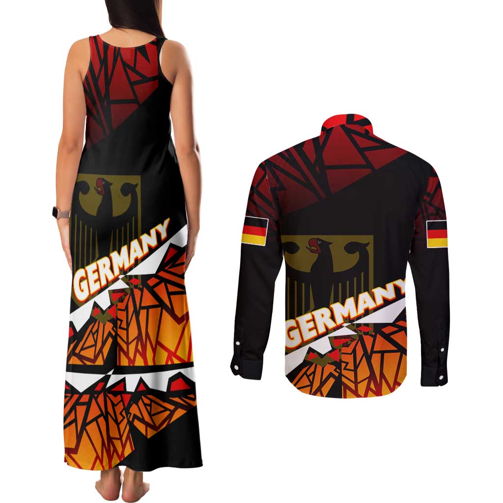 Forever Germany Couples Matching Tank Maxi Dress and Long Sleeve Button Shirt Deutschland Eagle - Wonder Print Shop