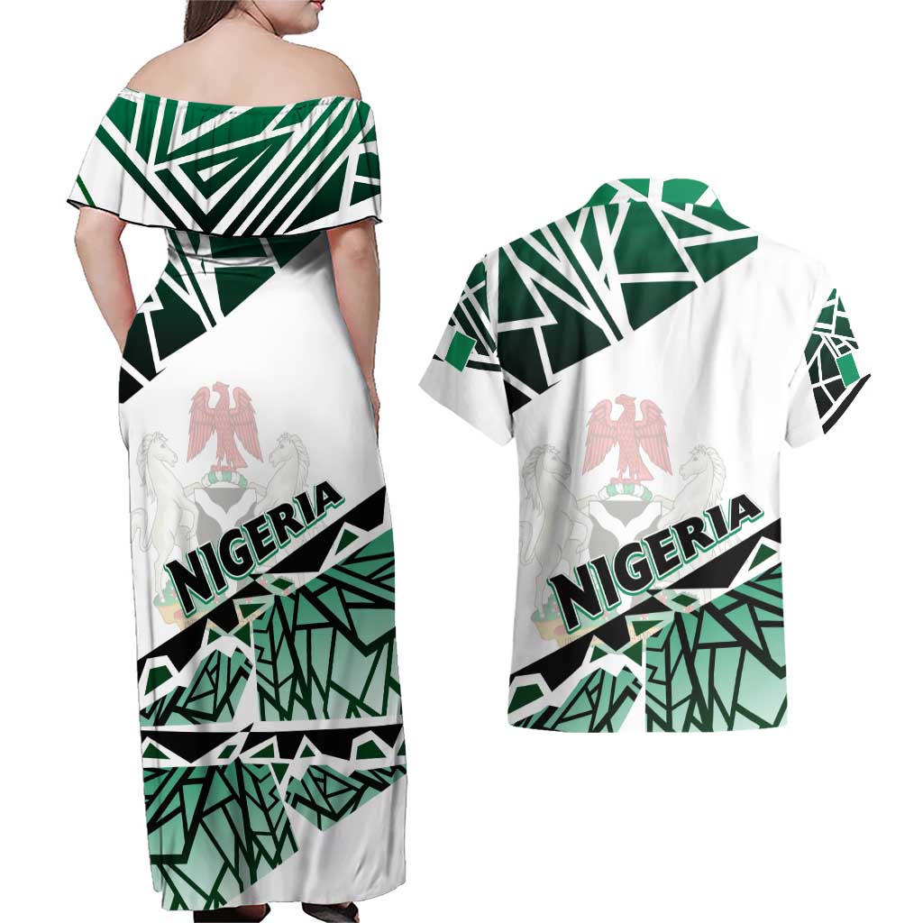 Forever Nigeria Couples Matching Off Shoulder Maxi Dress and Hawaiian Shirt Nigerian Flag - Wonder Print Shop