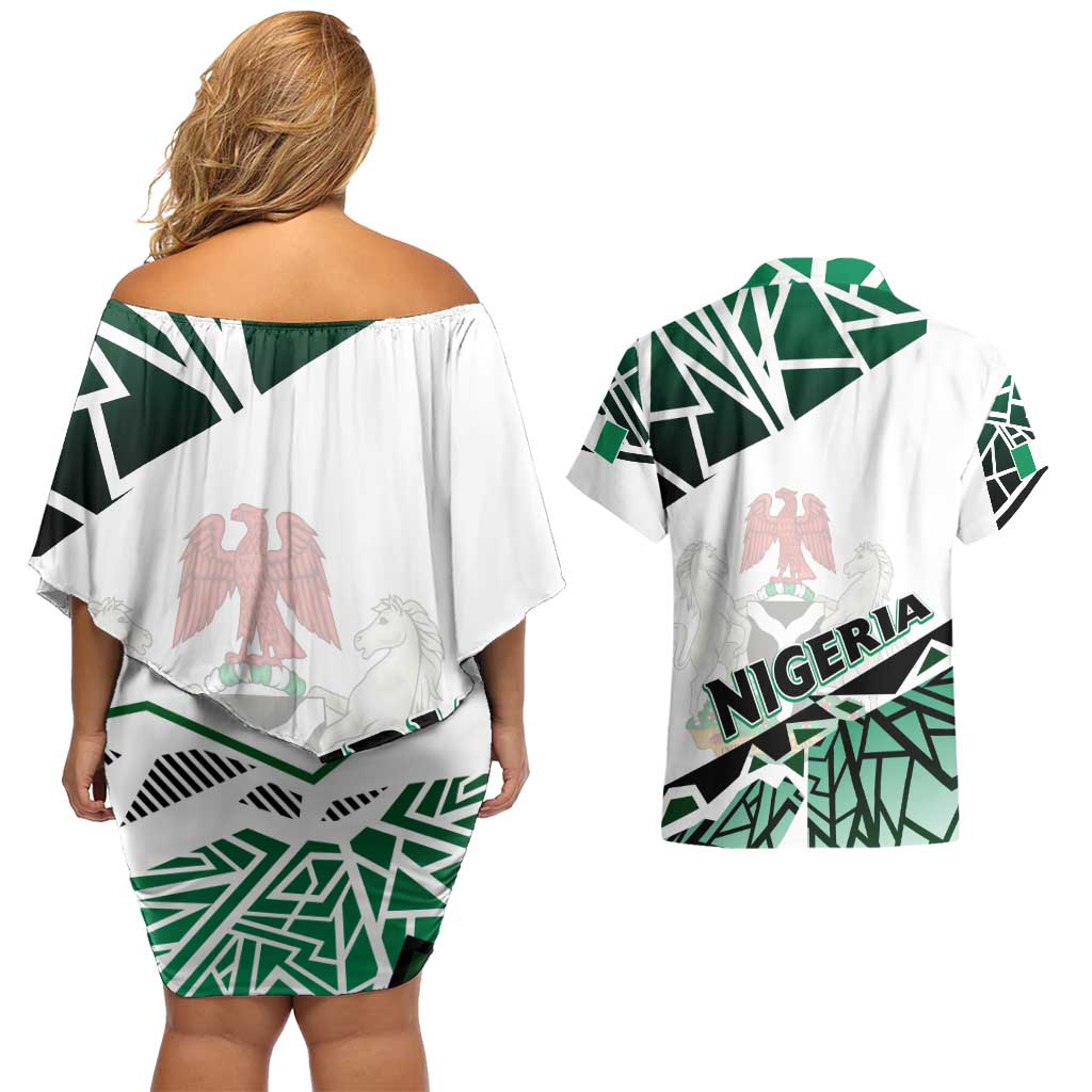 Forever Nigeria Couples Matching Off Shoulder Short Dress and Hawaiian Shirt Nigerian Flag - Wonder Print Shop