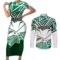 Forever Nigeria Couples Matching Short Sleeve Bodycon Dress and Long Sleeve Button Shirt Nigerian Flag - Wonder Print Shop