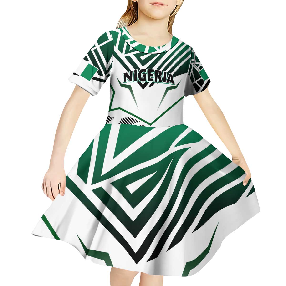 Forever Nigeria Kid Short Sleeve Dress Nigerian Flag - Wonder Print Shop