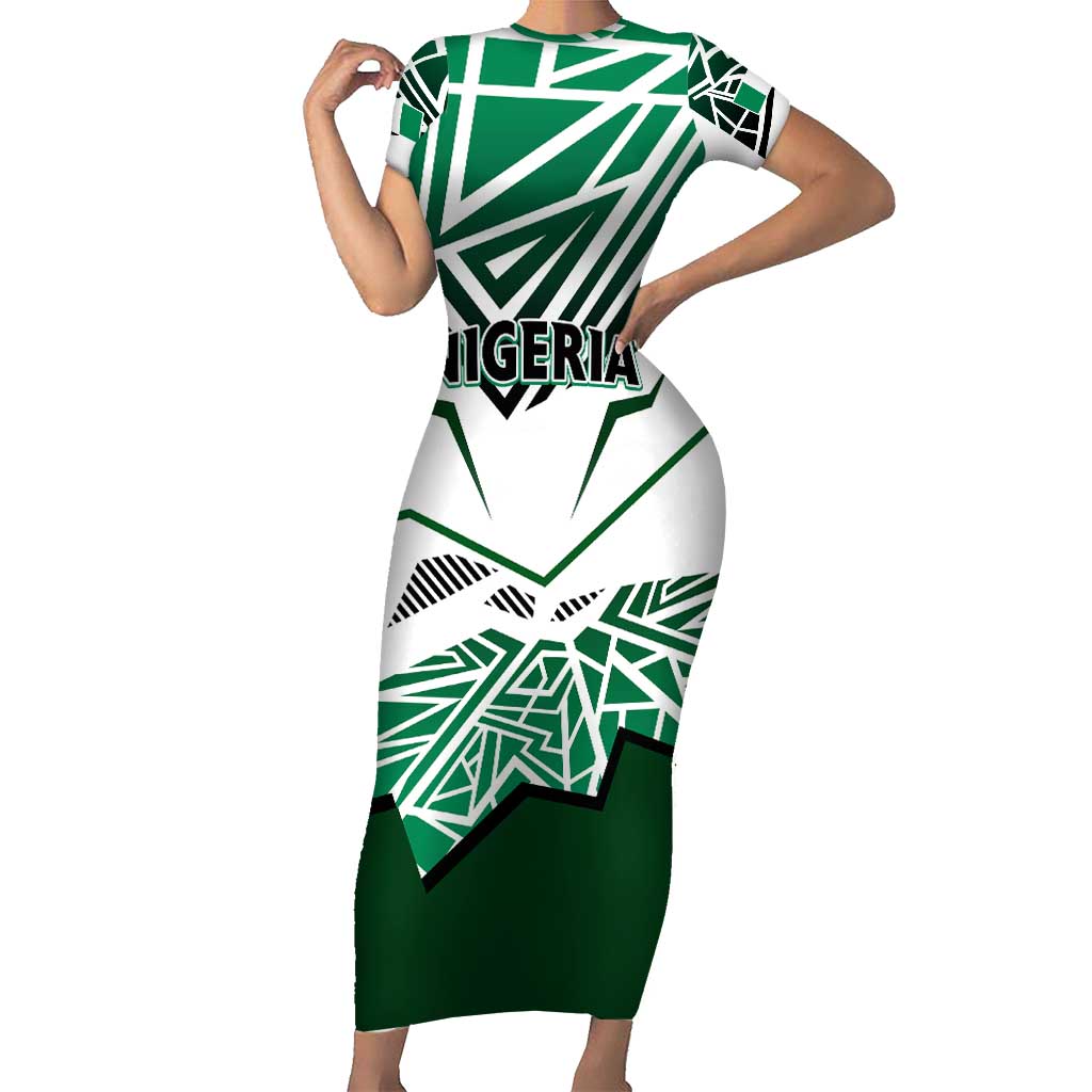 Forever Nigeria Short Sleeve Bodycon Dress Nigerian Flag - Wonder Print Shop