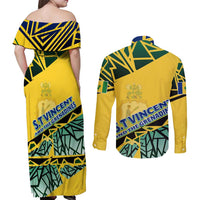 Forever Saint Vincent and the Grenadines Couples Matching Off Shoulder Maxi Dress and Long Sleeve Button Shirt Peace and Justice - Wonder Print Shop