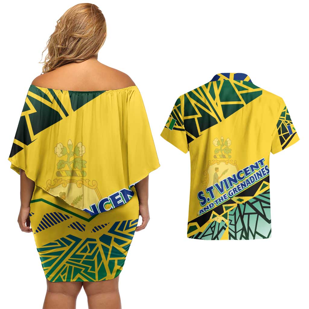Forever Saint Vincent and the Grenadines Couples Matching Off Shoulder Short Dress and Hawaiian Shirt Peace and Justice - Wonder Print Shop