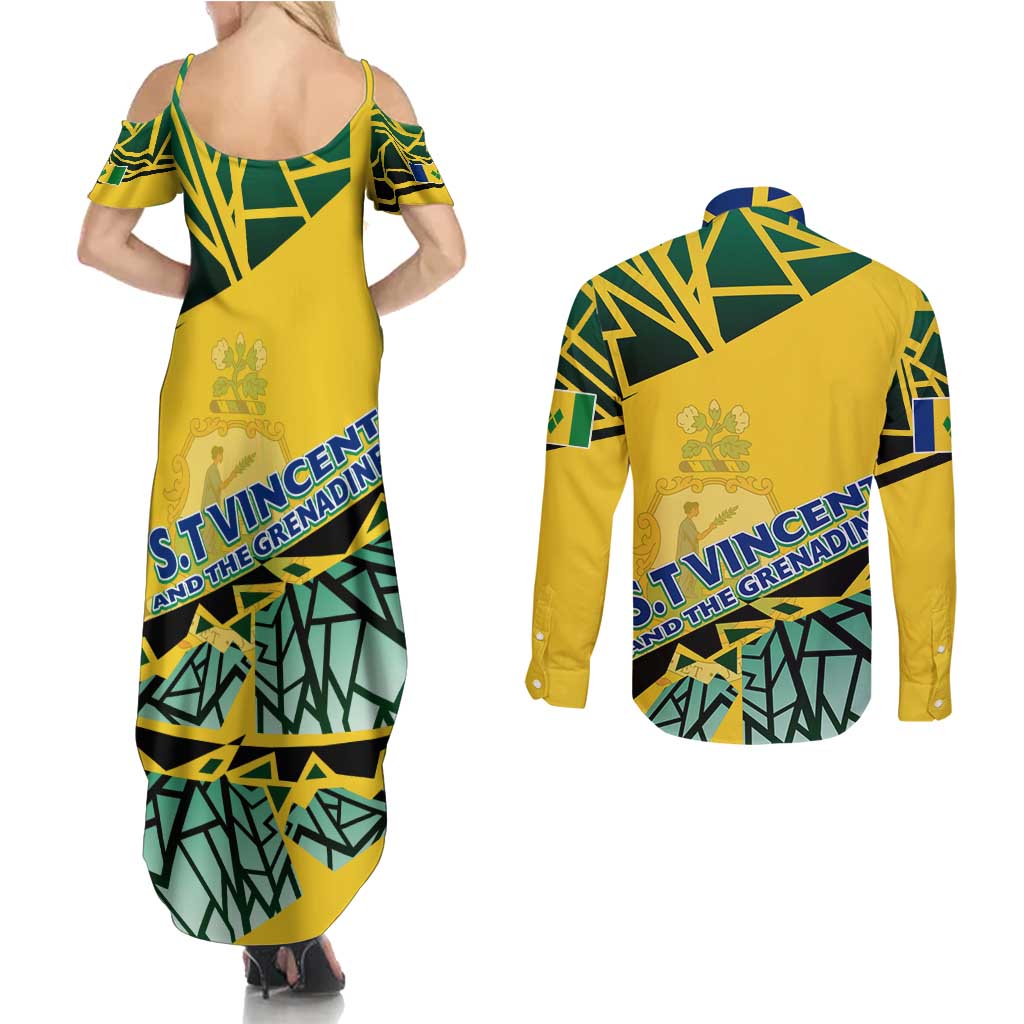 Forever Saint Vincent and the Grenadines Couples Matching Summer Maxi Dress and Long Sleeve Button Shirt Peace and Justice - Wonder Print Shop