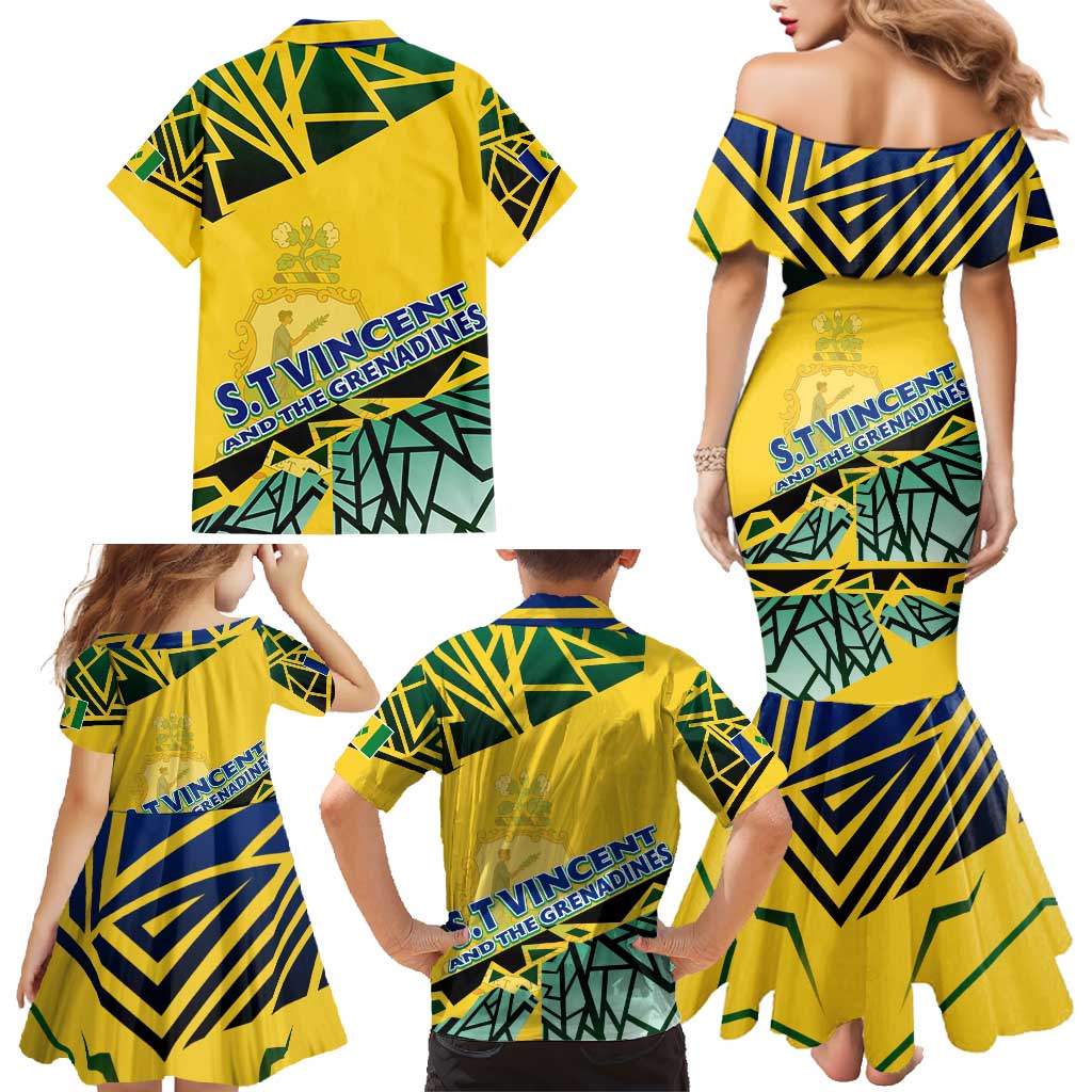 Forever Saint Vincent and the Grenadines Family Matching Mermaid Dress and Hawaiian Shirt Peace and Justice - Wonder Print Shop