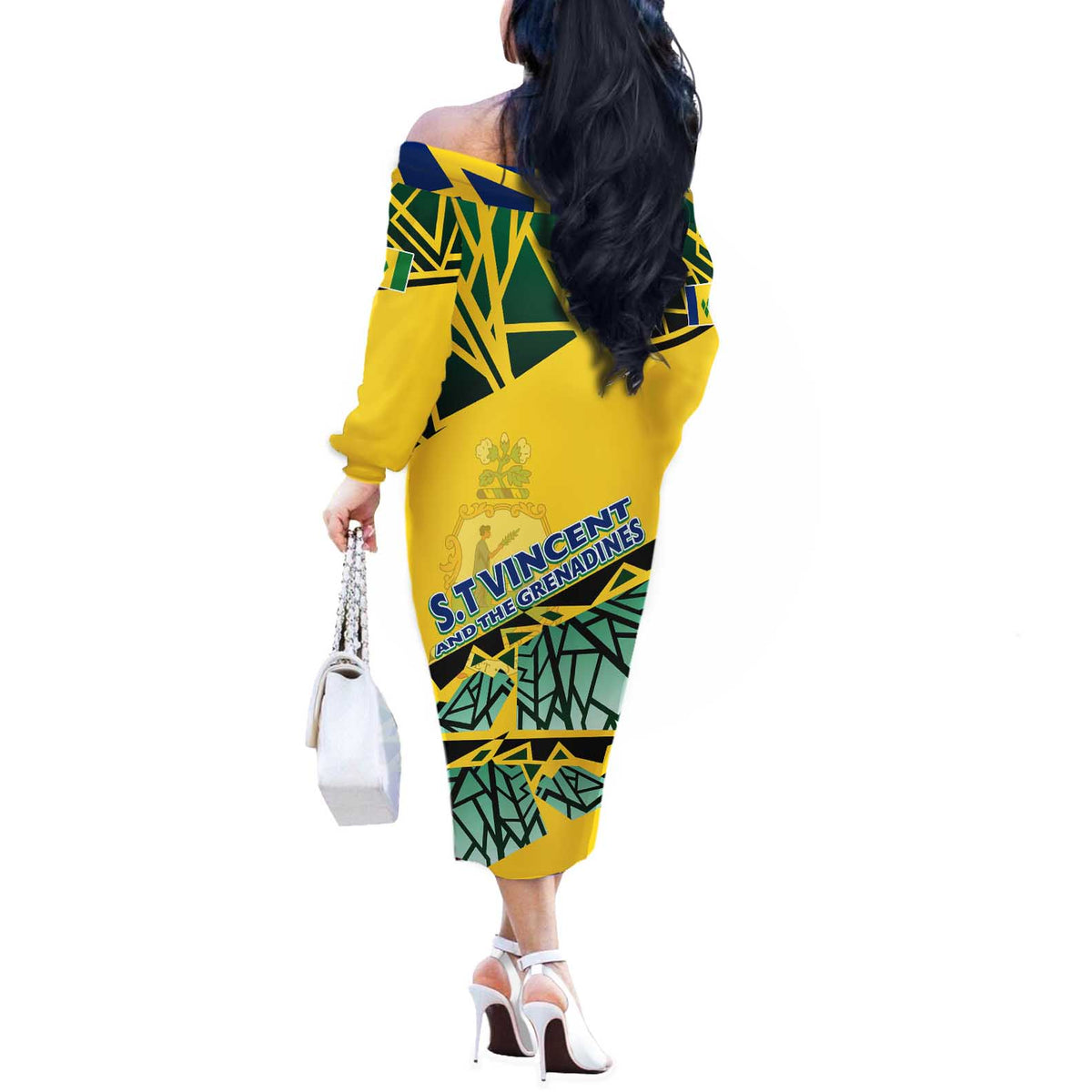 Forever Saint Vincent and the Grenadines Off The Shoulder Long Sleeve Dress Peace and Justice - Wonder Print Shop