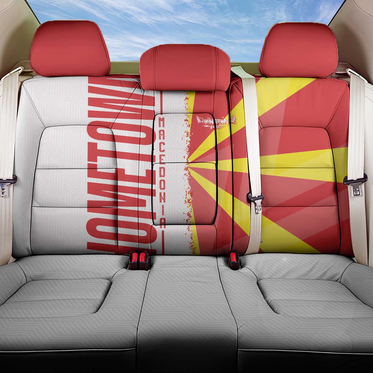Hometown Macedonia Back Car Seat Cover Flag and Map - Wonder Print Shop