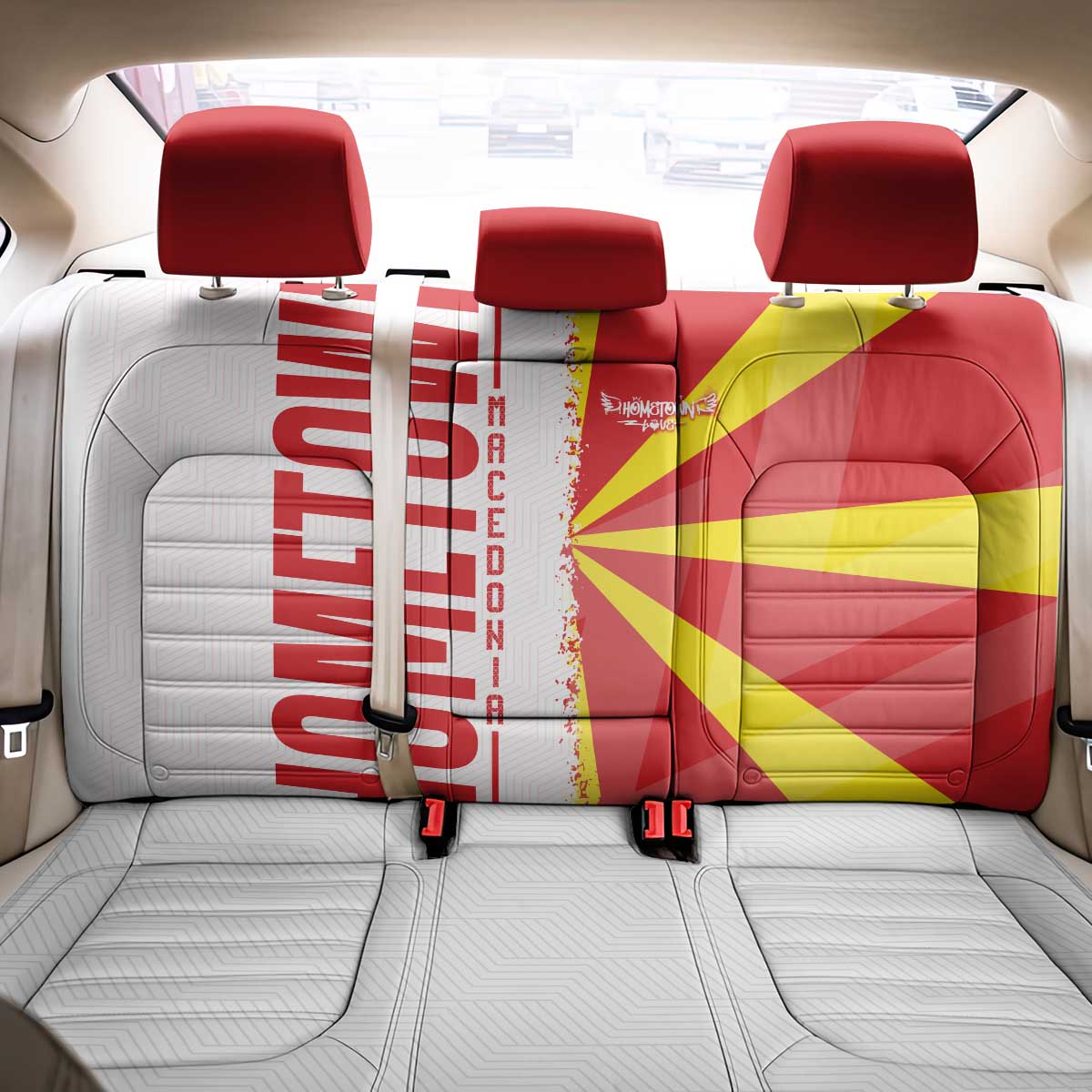 Hometown Macedonia Back Car Seat Cover Flag and Map - Wonder Print Shop