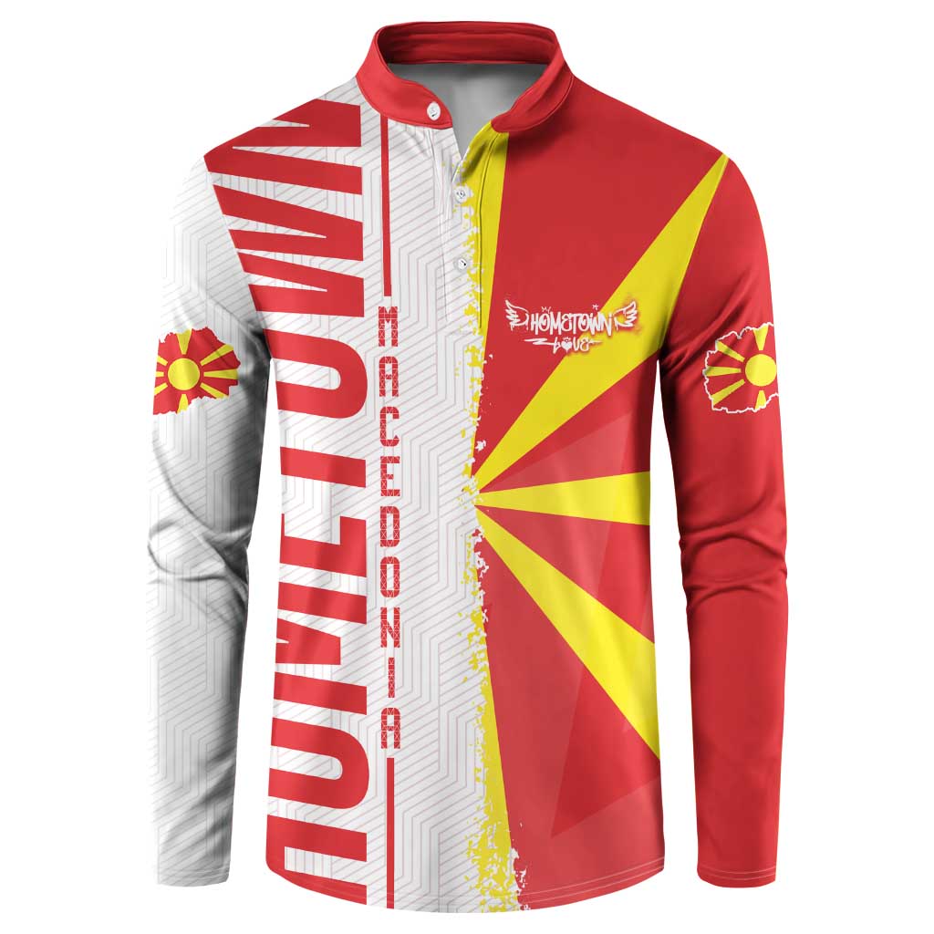 Hometown Macedonia Button Sweatshirt Flag and Map - Wonder Print Shop