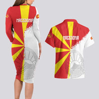 Hometown Macedonia Couples Matching Long Sleeve Bodycon Dress and Hawaiian Shirt Flag and Map - Wonder Print Shop