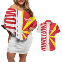Hometown Macedonia Couples Matching Off Shoulder Short Dress and Hawaiian Shirt Flag and Map - Wonder Print Shop