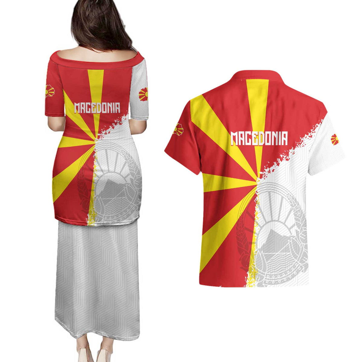 Hometown Macedonia Couples Matching Puletasi and Hawaiian Shirt Flag and Map - Wonder Print Shop