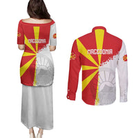 Hometown Macedonia Couples Matching Puletasi and Long Sleeve Button Shirt Flag and Map - Wonder Print Shop