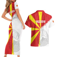 Hometown Macedonia Couples Matching Short Sleeve Bodycon Dress and Hawaiian Shirt Flag and Map - Wonder Print Shop