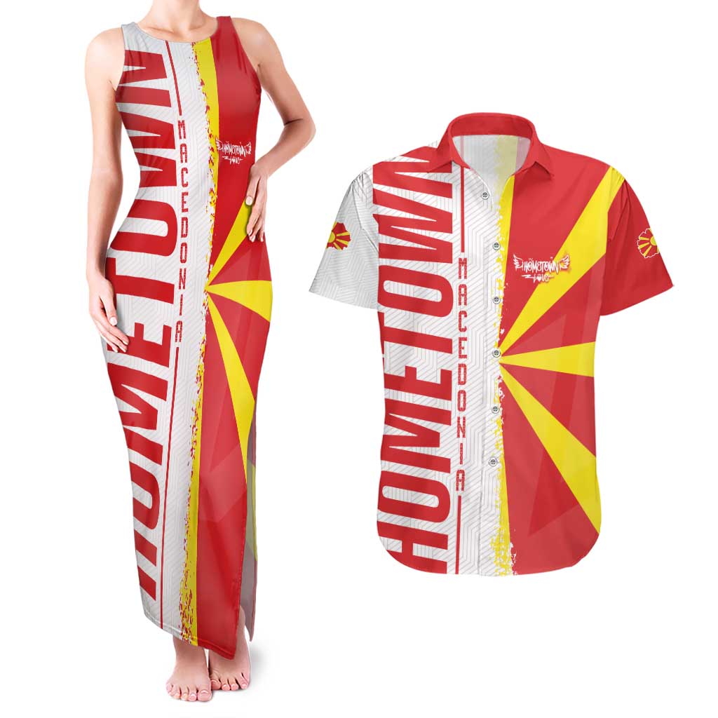 Hometown Macedonia Couples Matching Tank Maxi Dress and Hawaiian Shirt Flag and Map - Wonder Print Shop