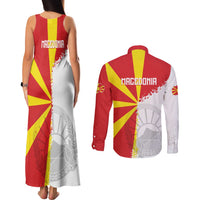 Hometown Macedonia Couples Matching Tank Maxi Dress and Long Sleeve Button Shirt Flag and Map - Wonder Print Shop