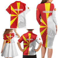Hometown Macedonia Family Matching Long Sleeve Bodycon Dress and Hawaiian Shirt Flag and Map - Wonder Print Shop