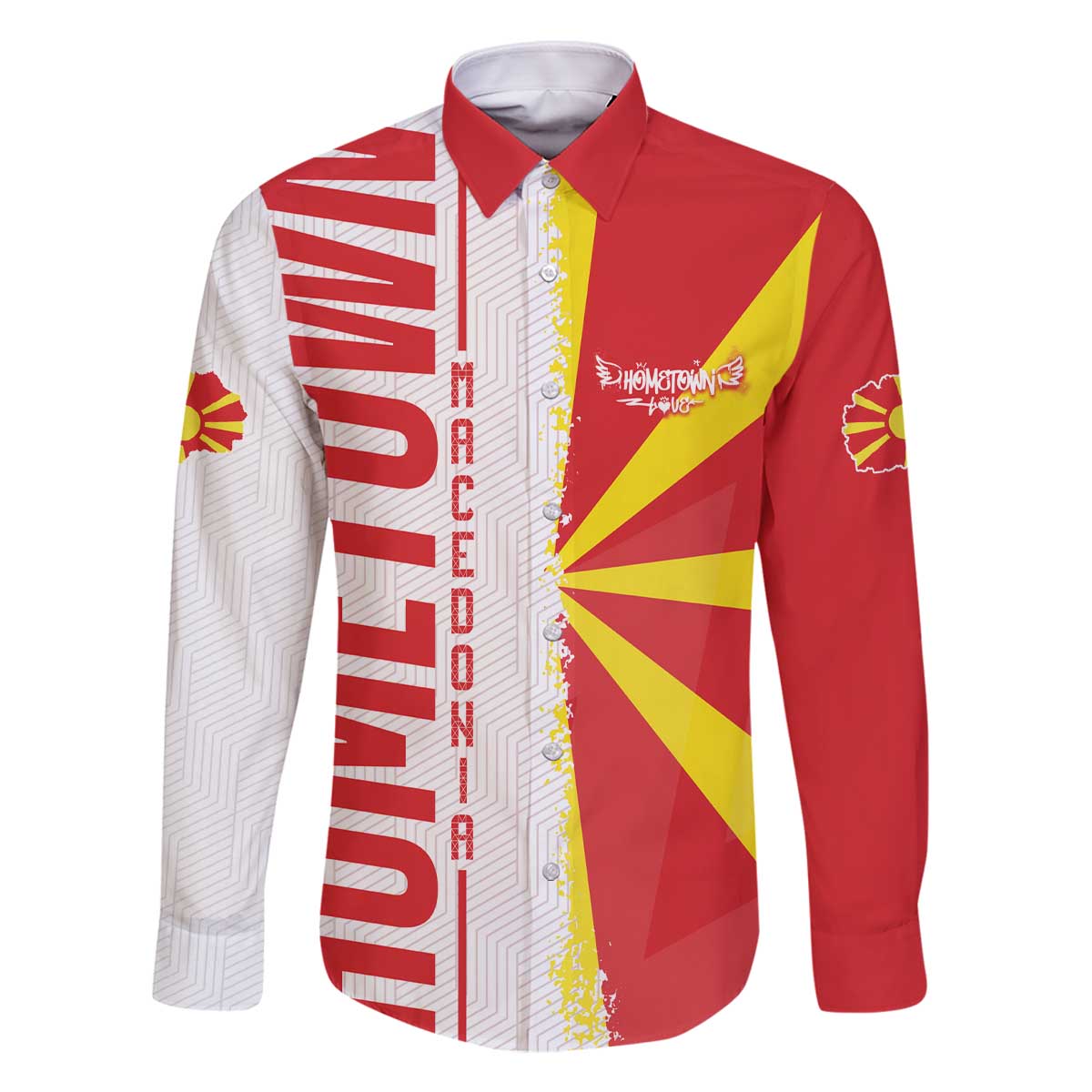 Hometown Macedonia Family Matching Off The Shoulder Long Sleeve Dress and Hawaiian Shirt Flag and Map - Wonder Print Shop