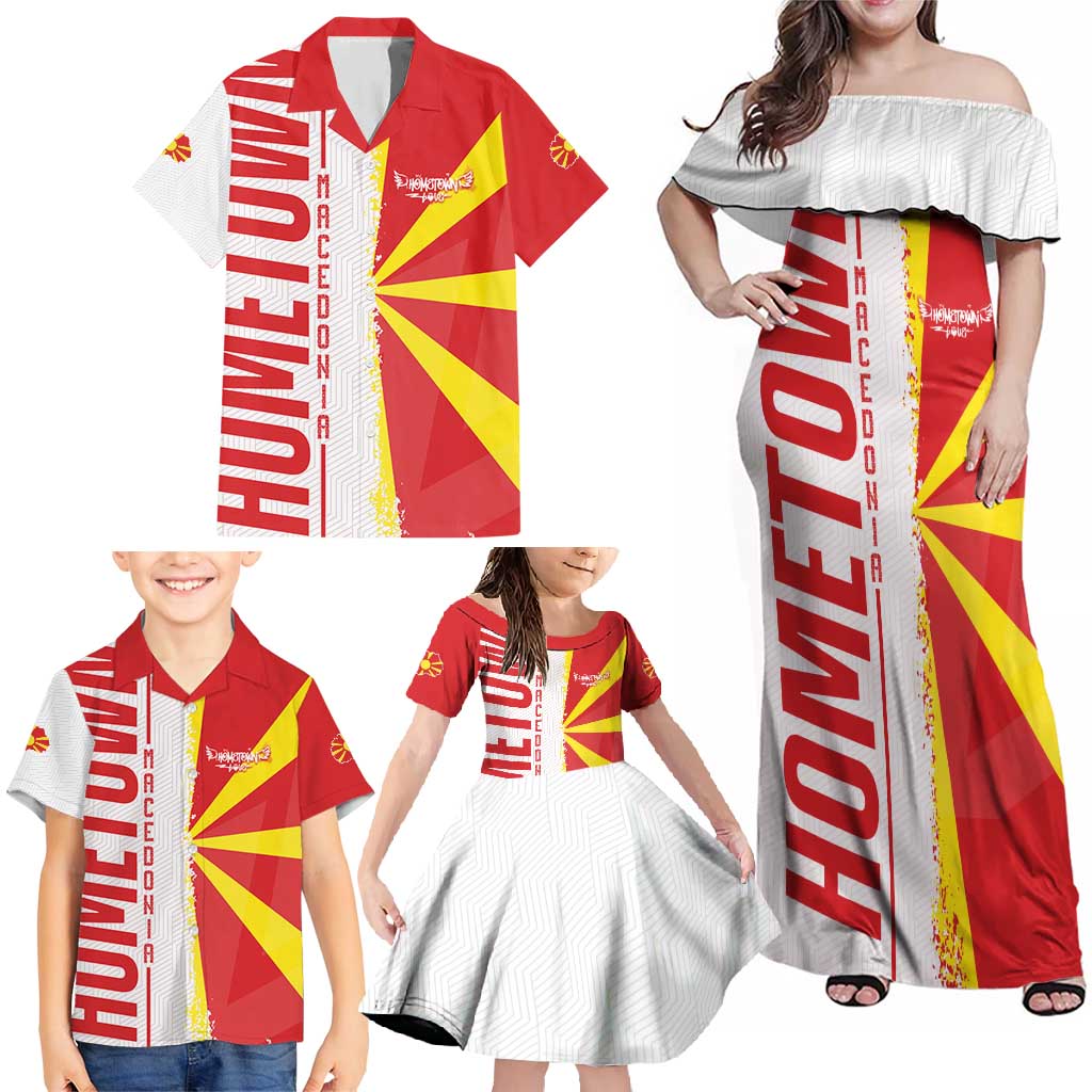 Hometown Macedonia Family Matching Off Shoulder Maxi Dress and Hawaiian Shirt Flag and Map - Wonder Print Shop