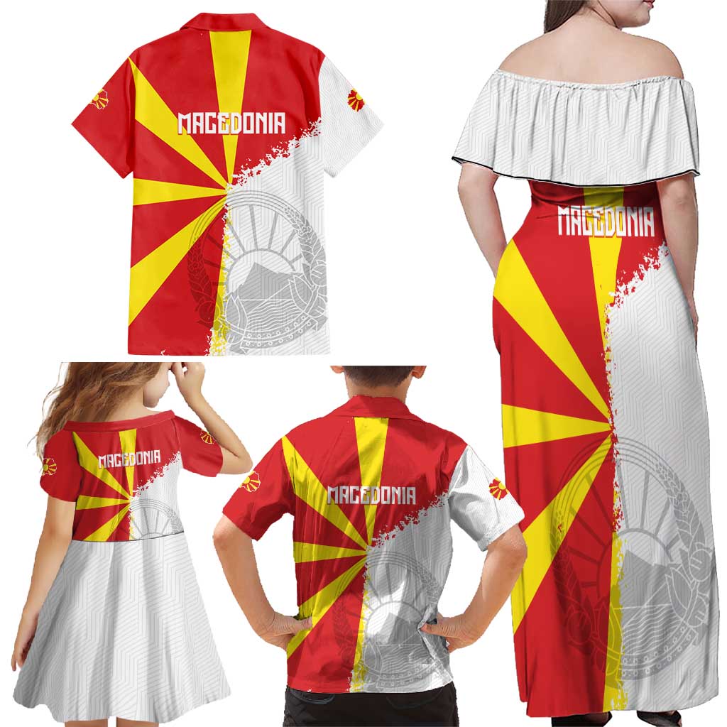 Hometown Macedonia Family Matching Off Shoulder Maxi Dress and Hawaiian Shirt Flag and Map - Wonder Print Shop