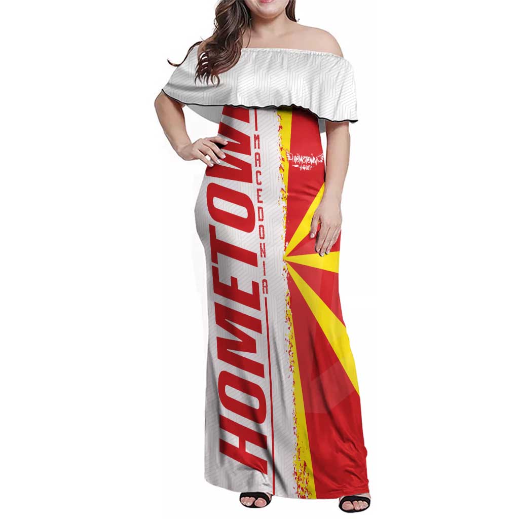 Hometown Macedonia Family Matching Off Shoulder Maxi Dress and Hawaiian Shirt Flag and Map - Wonder Print Shop