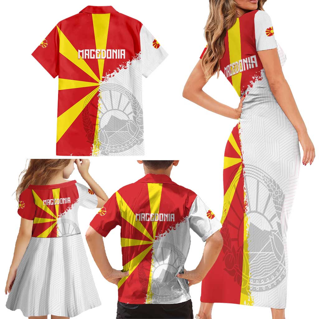 Hometown Macedonia Family Matching Short Sleeve Bodycon Dress and Hawaiian Shirt Flag and Map - Wonder Print Shop