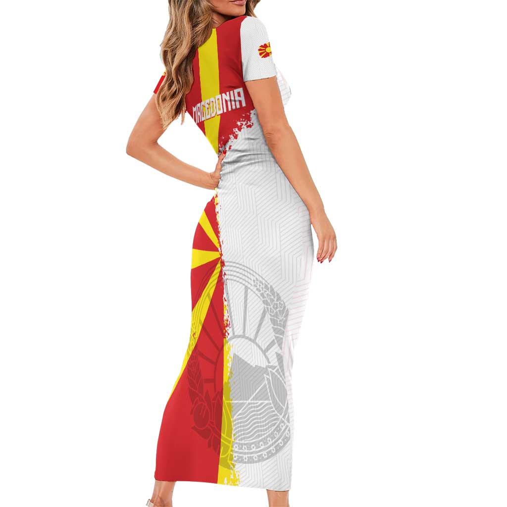 Hometown Macedonia Family Matching Short Sleeve Bodycon Dress and Hawaiian Shirt Flag and Map - Wonder Print Shop