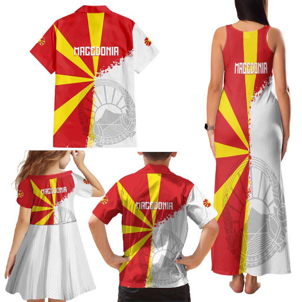Hometown Macedonia Family Matching Tank Maxi Dress and Hawaiian Shirt Flag and Map - Wonder Print Shop