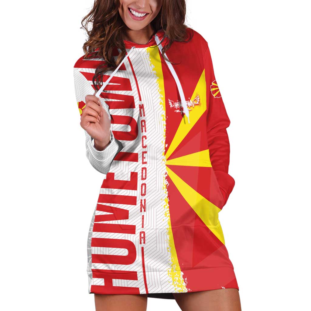 Hometown Macedonia Hoodie Dress Flag and Map - Wonder Print Shop