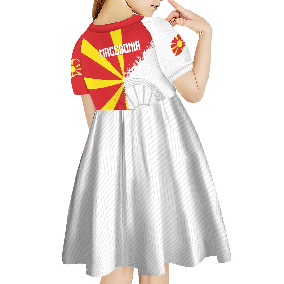 Hometown Macedonia Kid Short Sleeve Dress Flag and Map - Wonder Print Shop