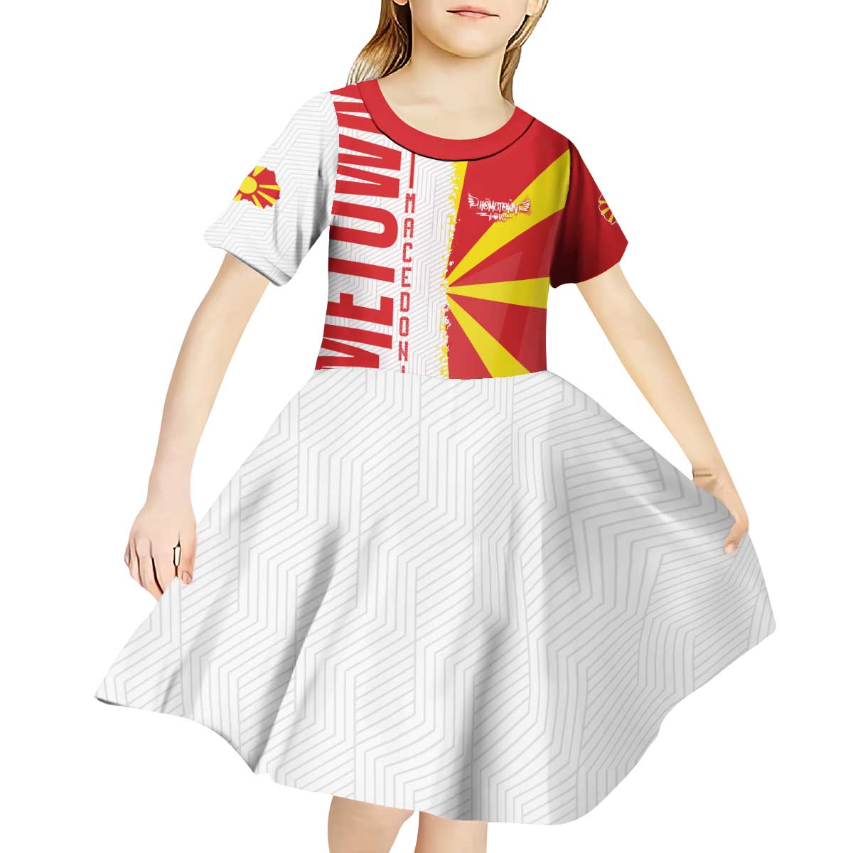 Hometown Macedonia Kid Short Sleeve Dress Flag and Map - Wonder Print Shop