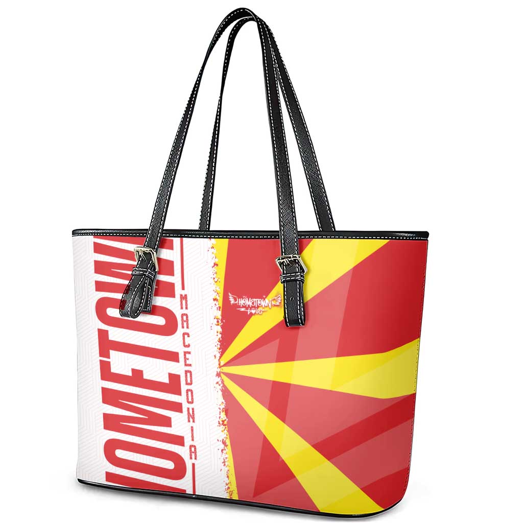 Hometown Macedonia Leather Tote Bag Flag and Map - Wonder Print Shop