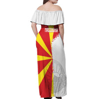 Hometown Macedonia Off Shoulder Maxi Dress Flag and Map - Wonder Print Shop