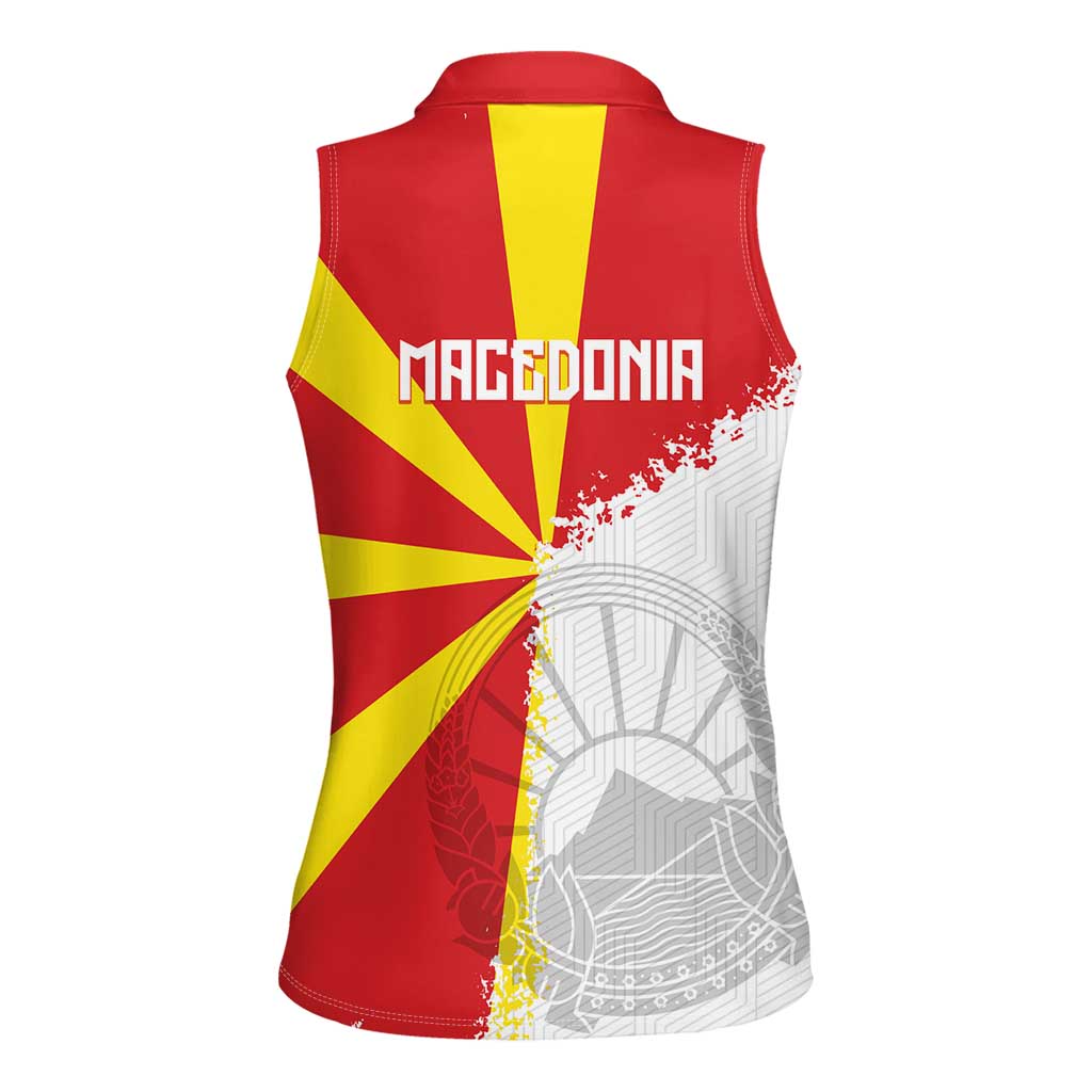 Hometown Macedonia Women Sleeveless Polo Shirt Flag and Map - Wonder Print Shop