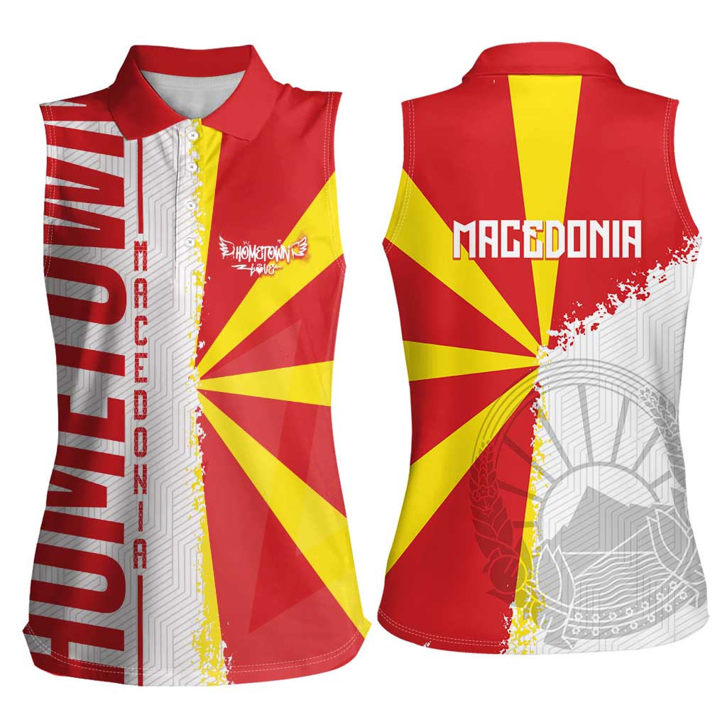 Hometown Macedonia Women Sleeveless Polo Shirt Flag and Map - Wonder Print Shop