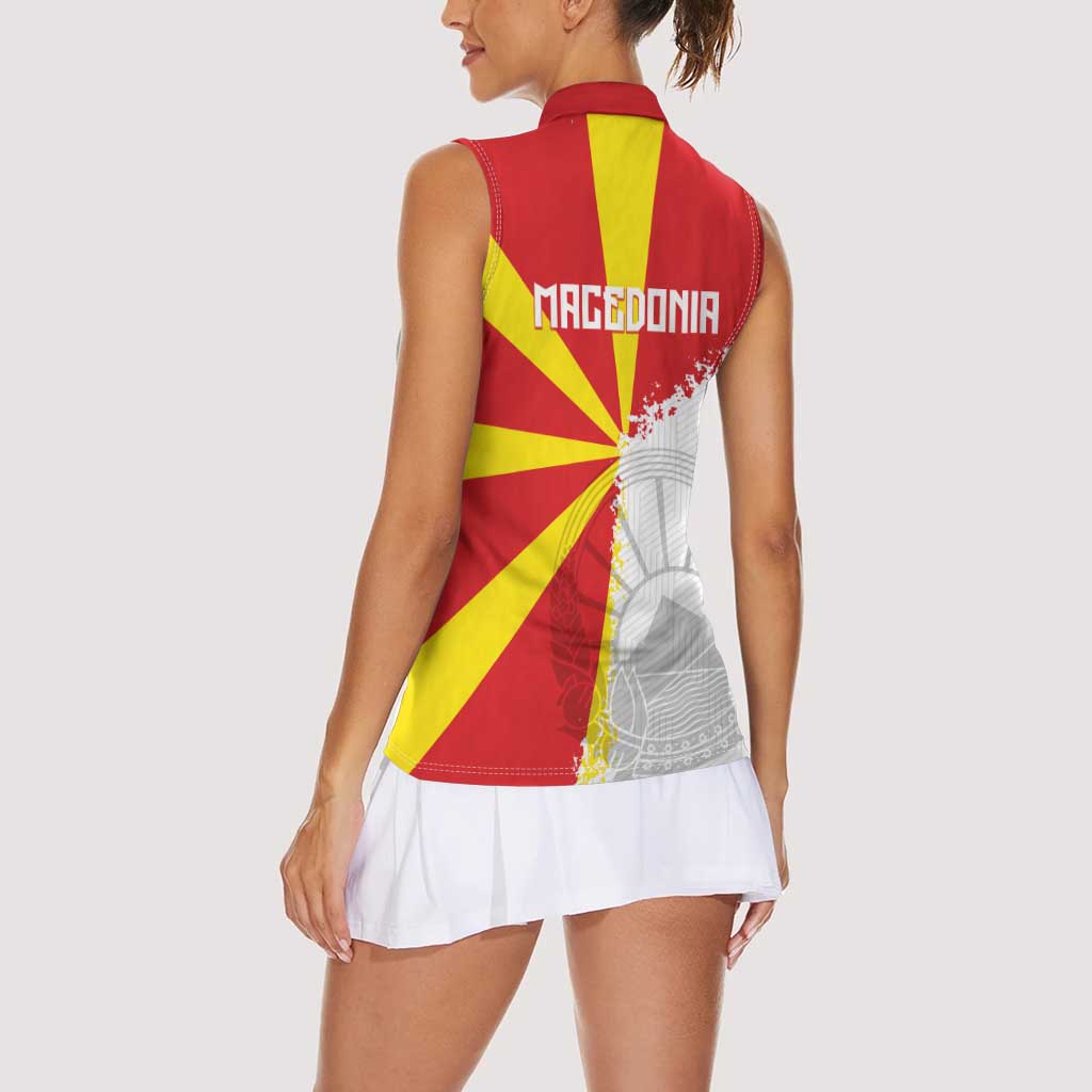 Hometown Macedonia Women Sleeveless Polo Shirt Flag and Map - Wonder Print Shop
