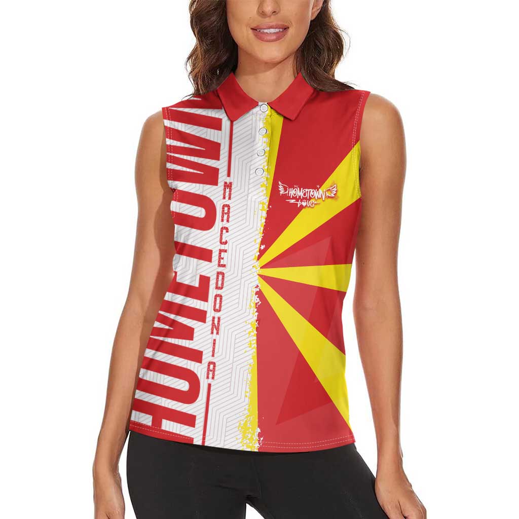 Hometown Macedonia Women Sleeveless Polo Shirt Flag and Map - Wonder Print Shop